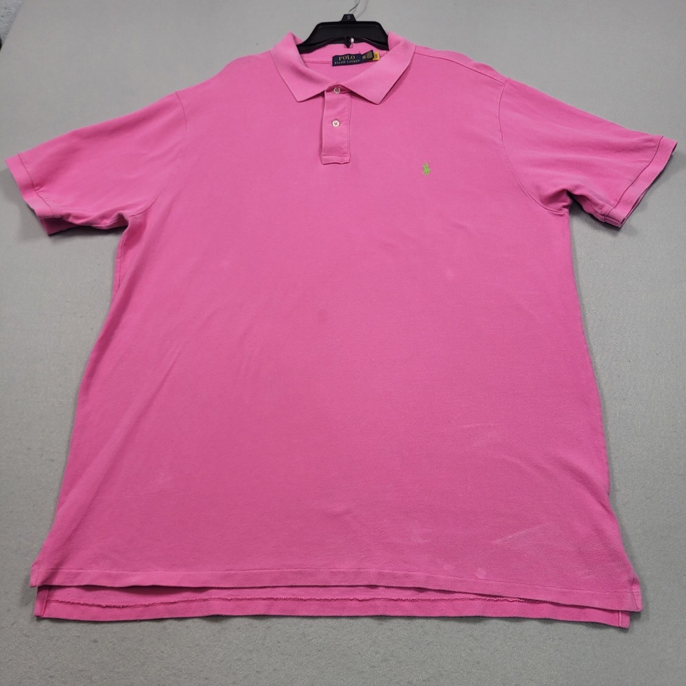 Polo Ralph Lauren Mens Big & Tall 2XLT Pink Short Sleeve Mesh Polo Shirt